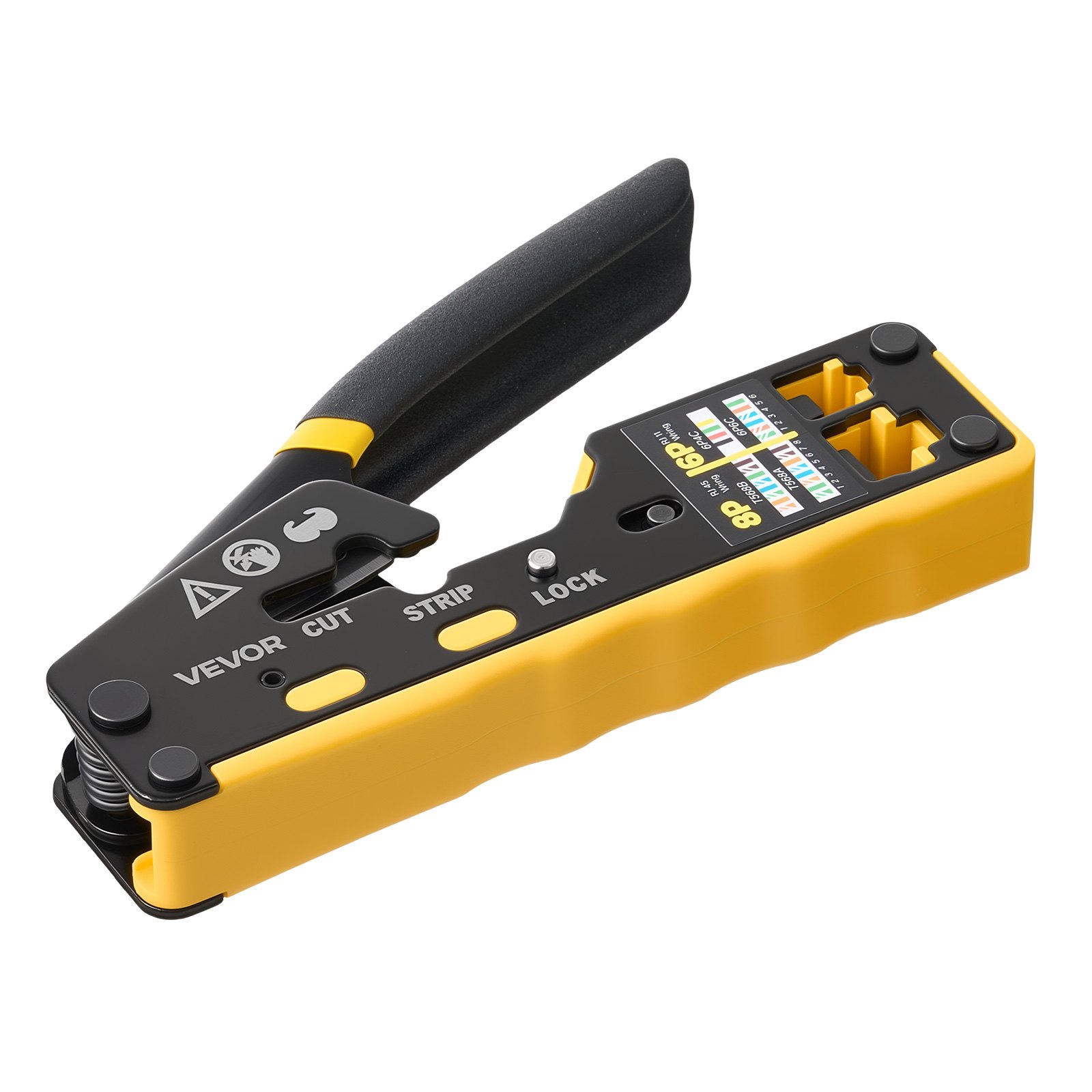 VEVOR Herramienta de Crimpado, Crimpadora RJ45 RJ11 RJ12 para Cable de Red Ethernet, con Pelacables, 50 Piezas de Conectores y 50 Piezas de Cubiertas Protectoras, Comprobador y Cuchillas de Repuesto