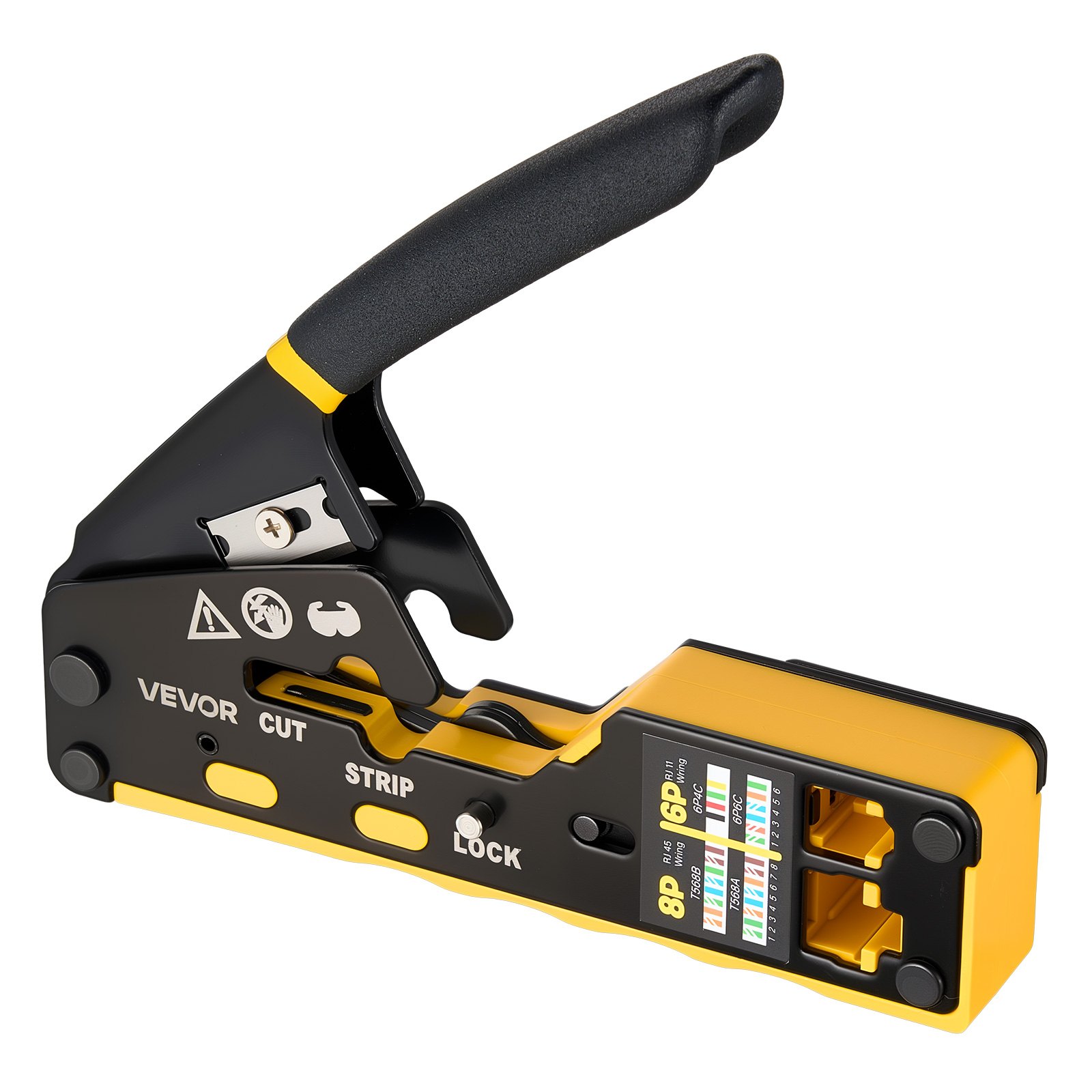 VEVOR Herramienta de Crimpado, Crimpadora RJ45 RJ11 RJ12 para Cable de Red Ethernet, con Pelacables, 50 Piezas de Conectores y 50 Piezas de Cubiertas Protectoras, Comprobador y Cuchillas de Repuesto
