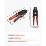 VEVOR Crimpadora Terminales Eléctricos, 0,5-6 mm², Alicates de Crimpado de Trinquete para Terminales de Cables Eléctricos, con Marcas Métrica y del Sistema AWG, Liberación Rápida, Alicates de Engaste