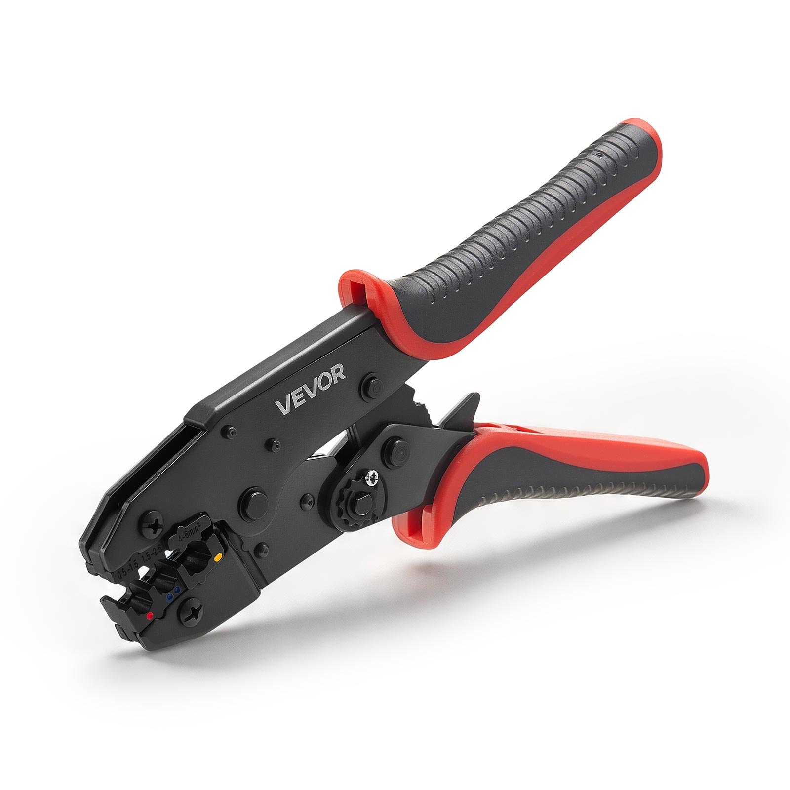 VEVOR Crimpadora Terminales Eléctricos, 0,5-6 mm², Alicates de Crimpado de Trinquete para Terminales de Cables Eléctricos, con Marcas Métrica y del Sistema AWG, Liberación Rápida, Alicates de Engaste