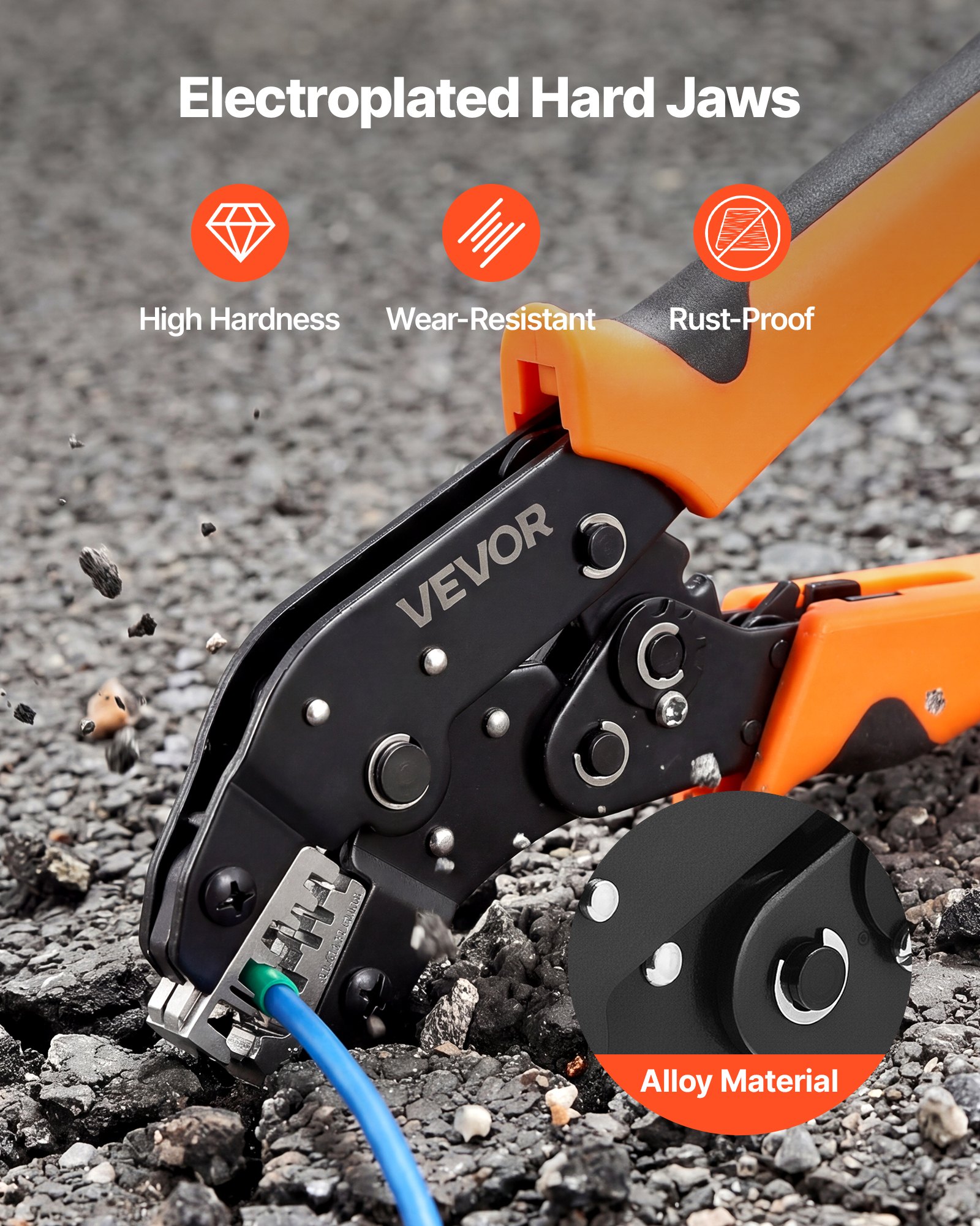 VEVOR Crimpadora Terminales Eléctricos 0,25-4 mm², Alicates de Crimpado de Trinquete para Terminales de Cables Eléctricos, con Presión Ajustable y Liberación Rápida, Marcas Métrica y del Sistema AWG