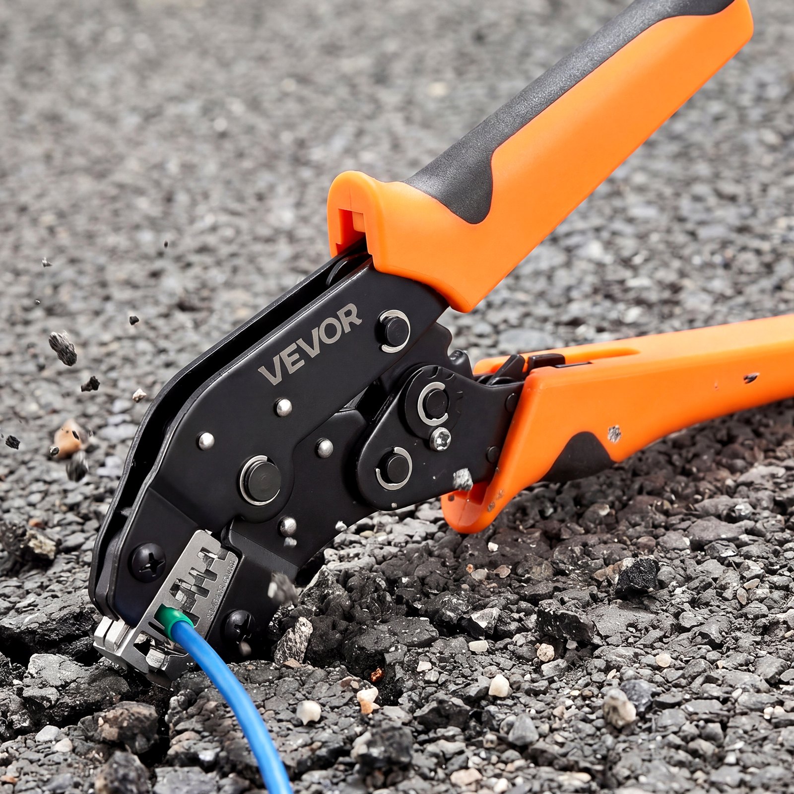 VEVOR Crimpadora Terminales Eléctricos 0,25-4 mm², Alicates de Crimpado de Trinquete para Terminales de Cables Eléctricos, con Presión Ajustable y Liberación Rápida, Marcas Métrica y del Sistema AWG