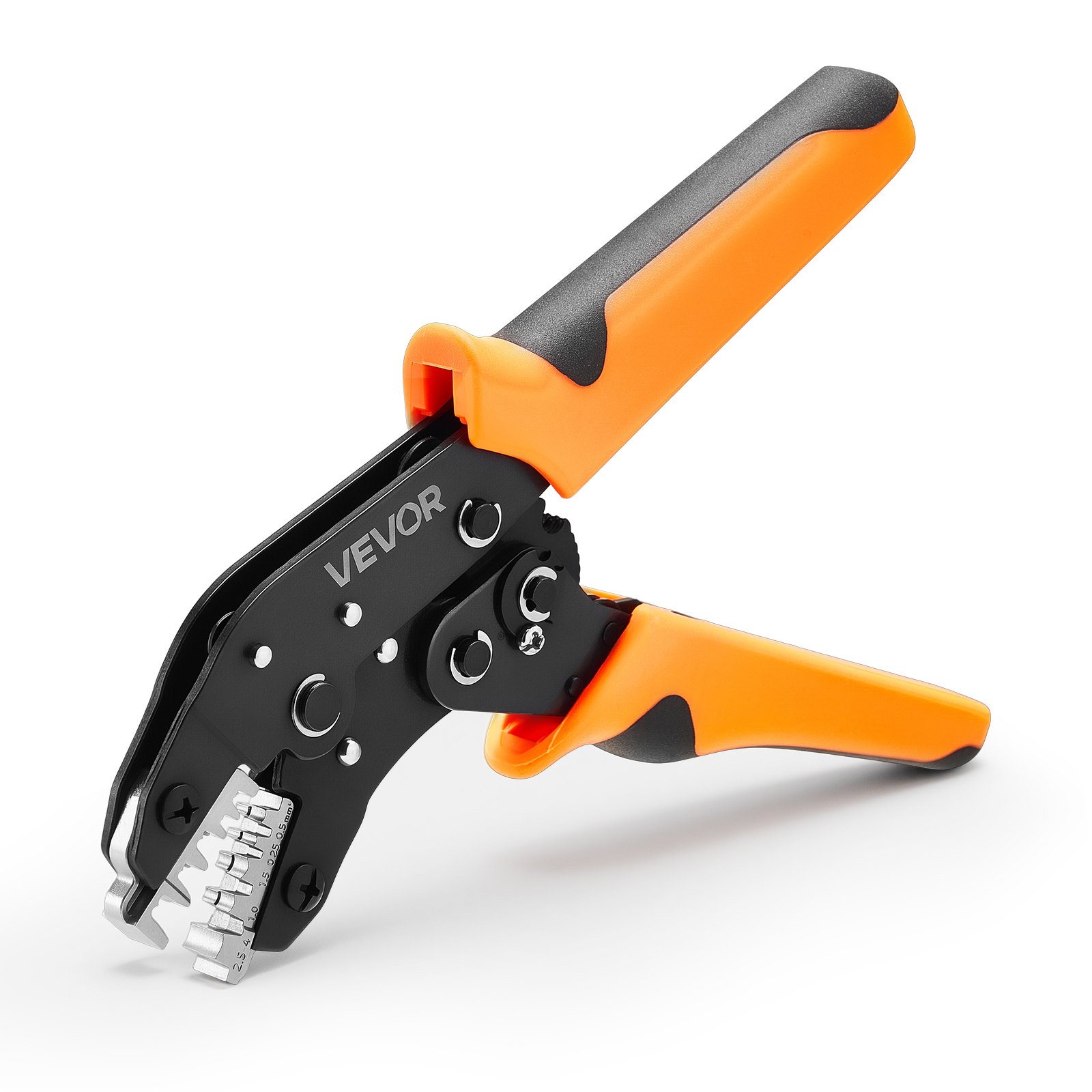 VEVOR Crimpadora Terminales Eléctricos 0,25-4 mm², Alicates de Crimpado de Trinquete para Terminales de Cables Eléctricos, con Presión Ajustable y Liberación Rápida, Marcas Métrica y del Sistema AWG