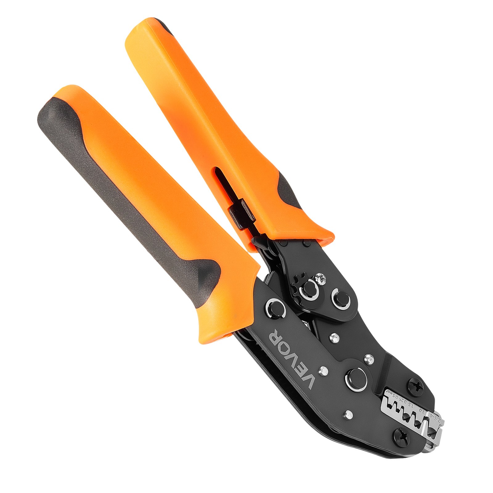 VEVOR Crimpadora Terminales Eléctricos 0,25-4 mm², Alicates de Crimpado de Trinquete para Terminales de Cables Eléctricos, con Presión Ajustable y Liberación Rápida, Marcas Métrica y del Sistema AWG