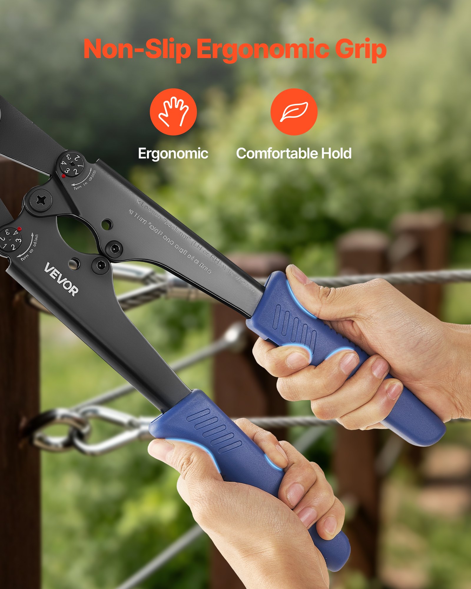VEVOR Herramienta de Crimpado, Crimpadora Manual para Cables de Acero 1,2-3,17 mm, Marcas de Sistema Métrico e Imperial, Presión Ajustable, Compatible con Manguitos de Doble Bucle y de Cobre Cocido