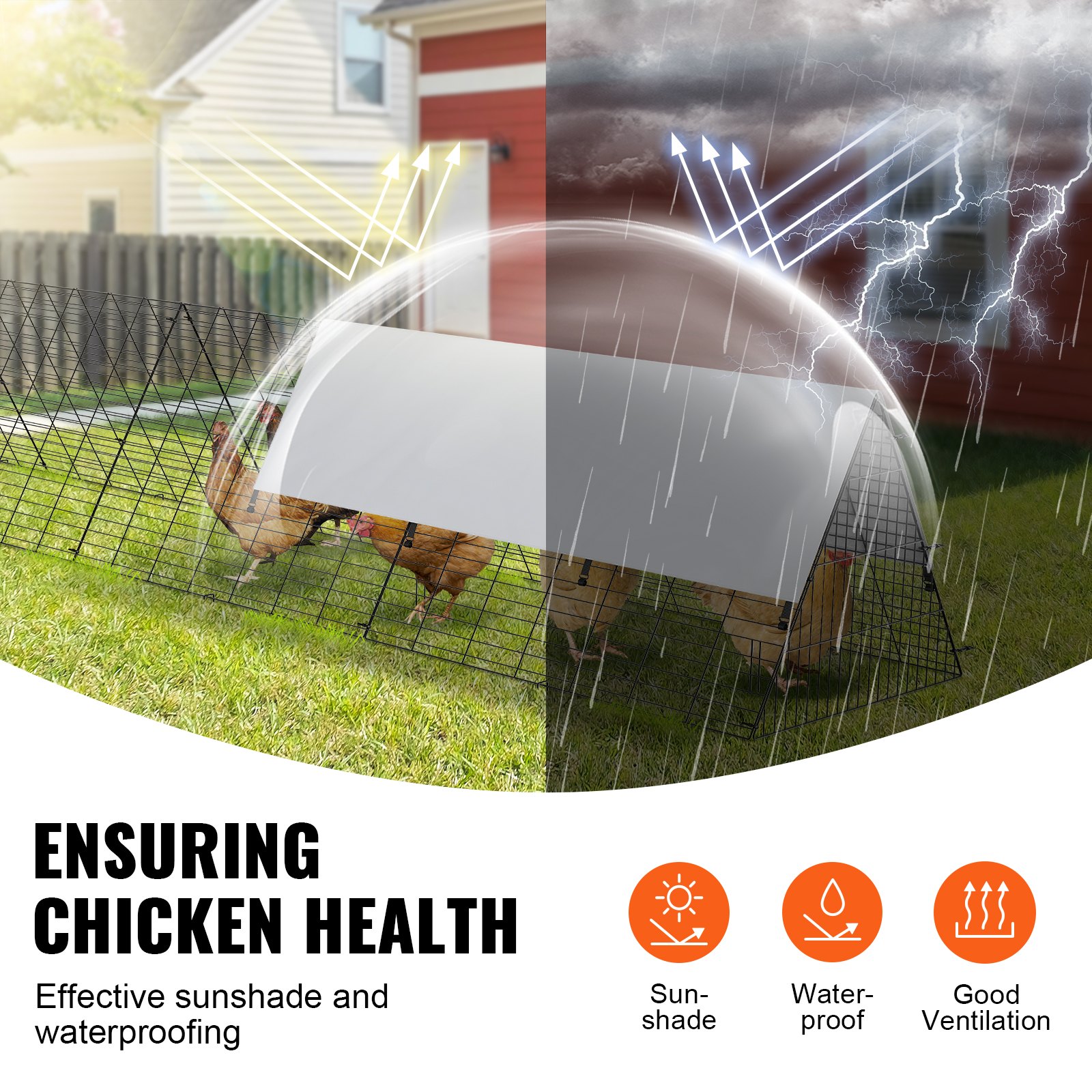 VEVOR Túneles para Pollos, 400 x 100 x 61,5 cm, Túneles para Pollos para Patio Túneles para Pollos Portátiles para Exteriores con Marcos de Esquina, Gallinero, Adecuado para Pollos, Patos, Conejos