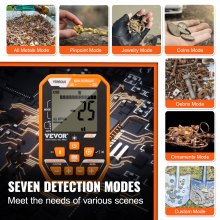 VEVOR Detector de Metales Profesional Mango de 99-127 cm Detector Recargable Bobina de Búsqueda 30 cm Pantalla LCD IP68 Impermeable 7 Modos DSP Chip Auriculares Bluetooth para Búsqueda de Monedas Oro