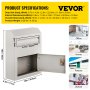 VEVOR Buzón de Sugerencias 38x30,5x11cm Buzón de Acero Galvanizado con Cerradura, Capacidad de Peso 28 kg, Buzón de Pared con 2 Llaves y 4 Tubos de Expansión, Construcción Duradera para Hogar, Oficina