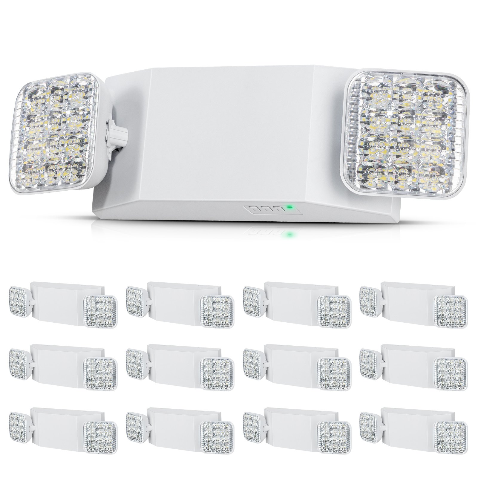 VEVOR Iluminación de Emergencia 12 Piezas Luz para Salida de Emergencia 3 W LED 2 Cabezas Cuadradas Ajustable Montaje en Techo o Pared para Cortes de Energía, Negocios, Oficinas, Escuelas