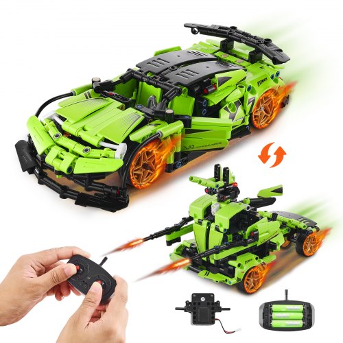 VEVOR 461 PCS STEM 2 en 1 Kits de Construcción de Automóviles con Control Remoto, Automóviles/Robots Controlados por Control Remoto y Aplicación, Juego de Construcción para Niños de 6 Años en Adelante