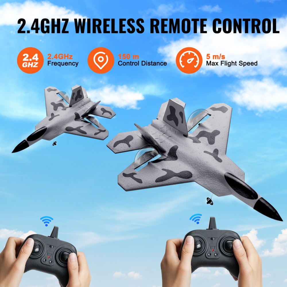 Avión RC VEVOR, avión de control remoto de 2 canales de 2,4 GHZ con estabilizador giroscópico de 6 ejes, avión de combate listo para volar, juguete con 2 baterías, planeador RC fácil de volar para adultos, niños, principiantes y niños