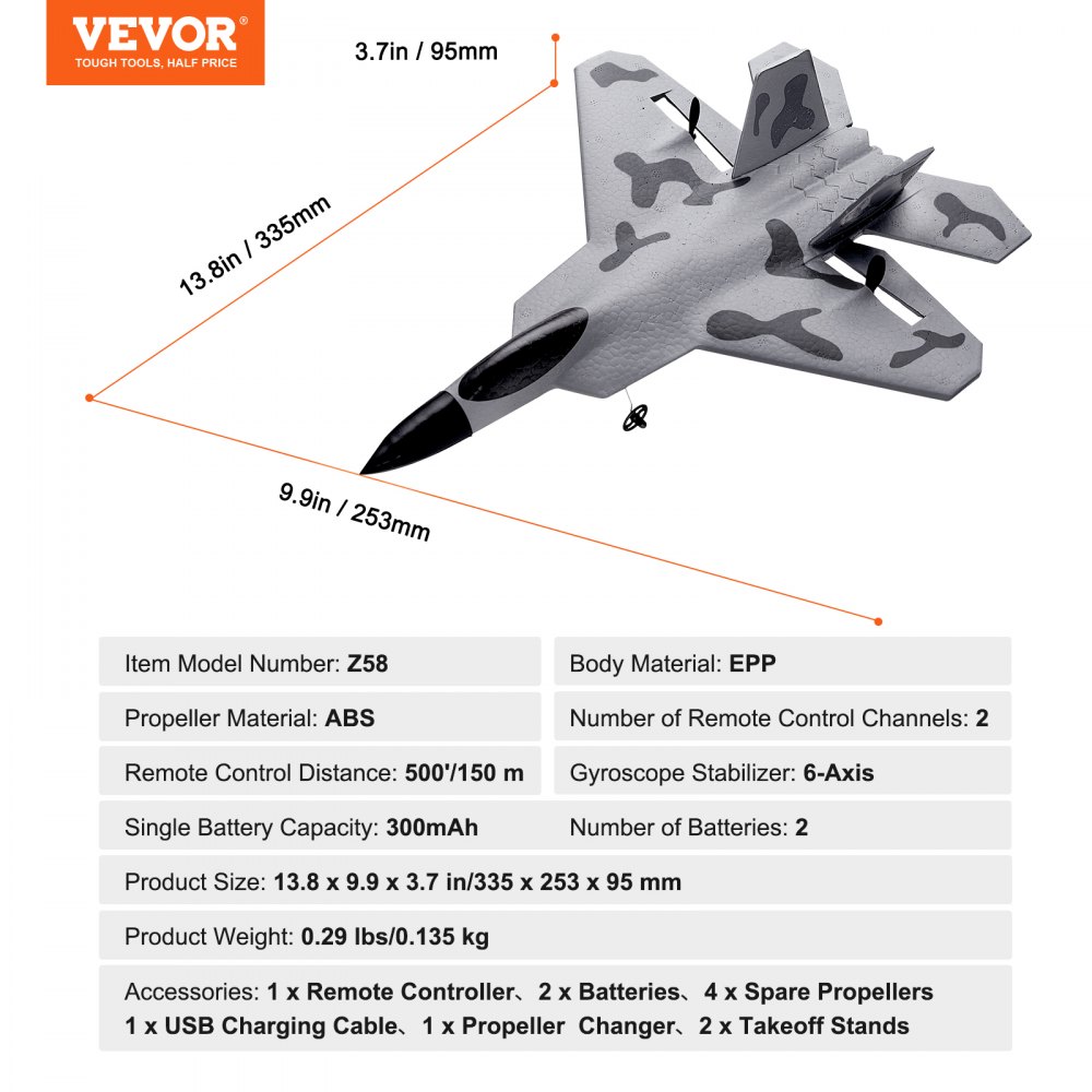 Avión RC VEVOR, avión de control remoto de 2 canales de 2,4 GHZ con estabilizador giroscópico de 6 ejes, avión de combate listo para volar, juguete con 2 baterías, planeador RC fácil de volar para adultos, niños, principiantes y niños