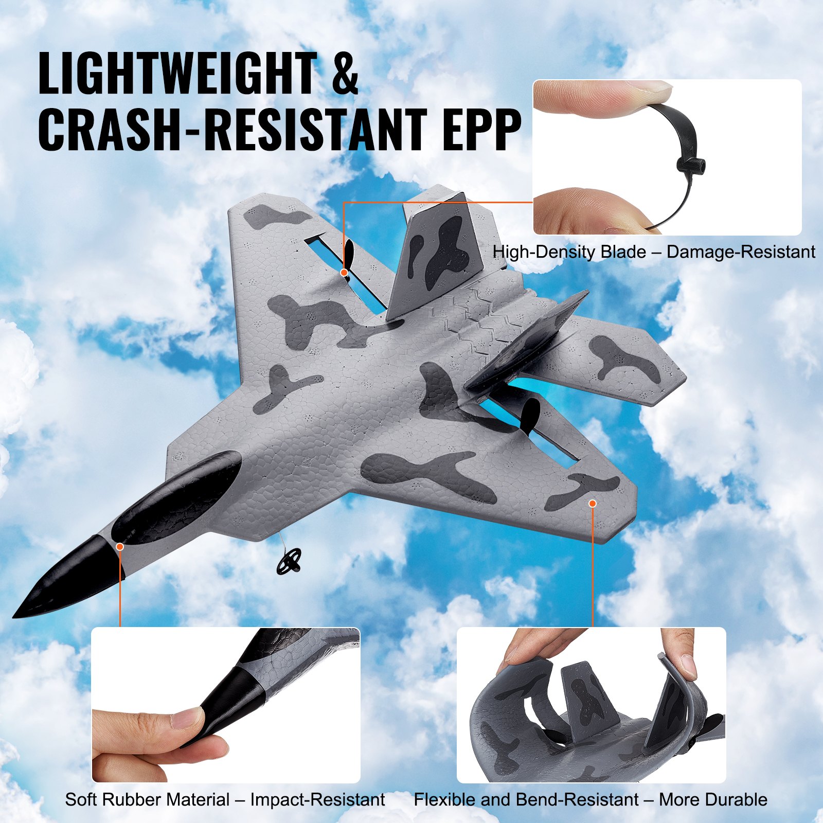 Avión RC VEVOR, avión de control remoto de 2 canales de 2,4 GHZ con estabilizador giroscópico de 6 ejes, avión de combate listo para volar, juguete con 2 baterías, planeador RC fácil de volar para adultos, niños, principiantes y niños
