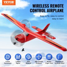 VEVOR RC Avión Juguete de Niños EPP con 2.4GHz Control Remoto 2 Baterías, Rojo