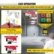 VEVOR Polipasto Eléctrico 220 V / 1450 W Capacidad de Carga 405 KG / 810 KG Cabrestante Eléctrico con Remoto Inalámbrico 12 m / min, 6 m / min Herramienta de Elevación para Talleres de Tienda Casera