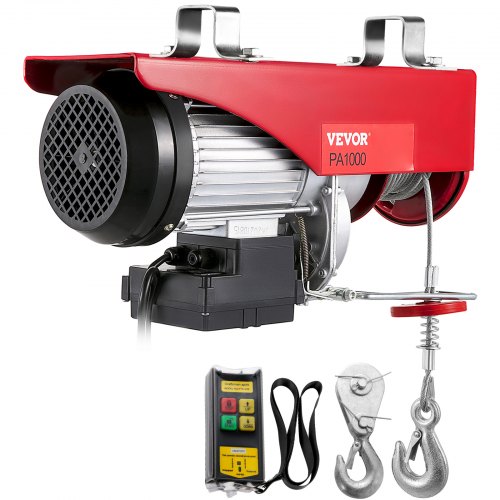 VEVOR Polipasto Eléctrico 220 V / 1800 W Capacidad de Carga 495 KG / 990 KG Cabrestante Eléctrico con Remoto Inalámbrico 12 m / min, 6 m / min Herramienta de Elevación para Talleres de Tienda Casera