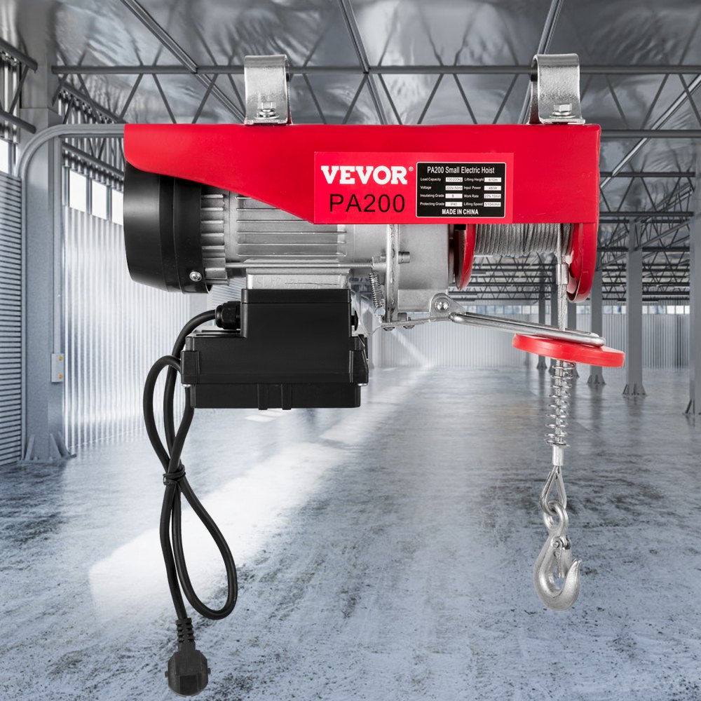 VEVOR Polipasto Eléctrico 220 V / 480 W Capacidad de Carga 99 KG / 198 KG Cabrestante Eléctrico con Remoto Inalámbrico 12 m / min, 6 m / min Herramienta de Elevación para Talleres de Tienda Casera