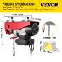 VEVOR Polipasto Eléctrico 220 V / 600 W Capacidad de Carga 124 KG / 248 KG Cabrestante Eléctrico con Remoto Inalámbrico 12 m / min, 6 m / min Herramienta de Elevación para Talleres de Tienda Casera