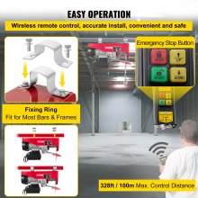 VEVOR Polipasto Eléctrico 220 V / 850 W Capacidad de Carga 198 KG / 396 KG Cabrestante Eléctrico con Remoto Inalámbrico 12 m / min, 6 m / min Herramienta de Elevación para Talleres de Tienda Casera