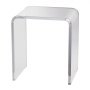 Mesa auxiliar de acrílico VEVOR transparente con bordes curvos y diseño minimalista.