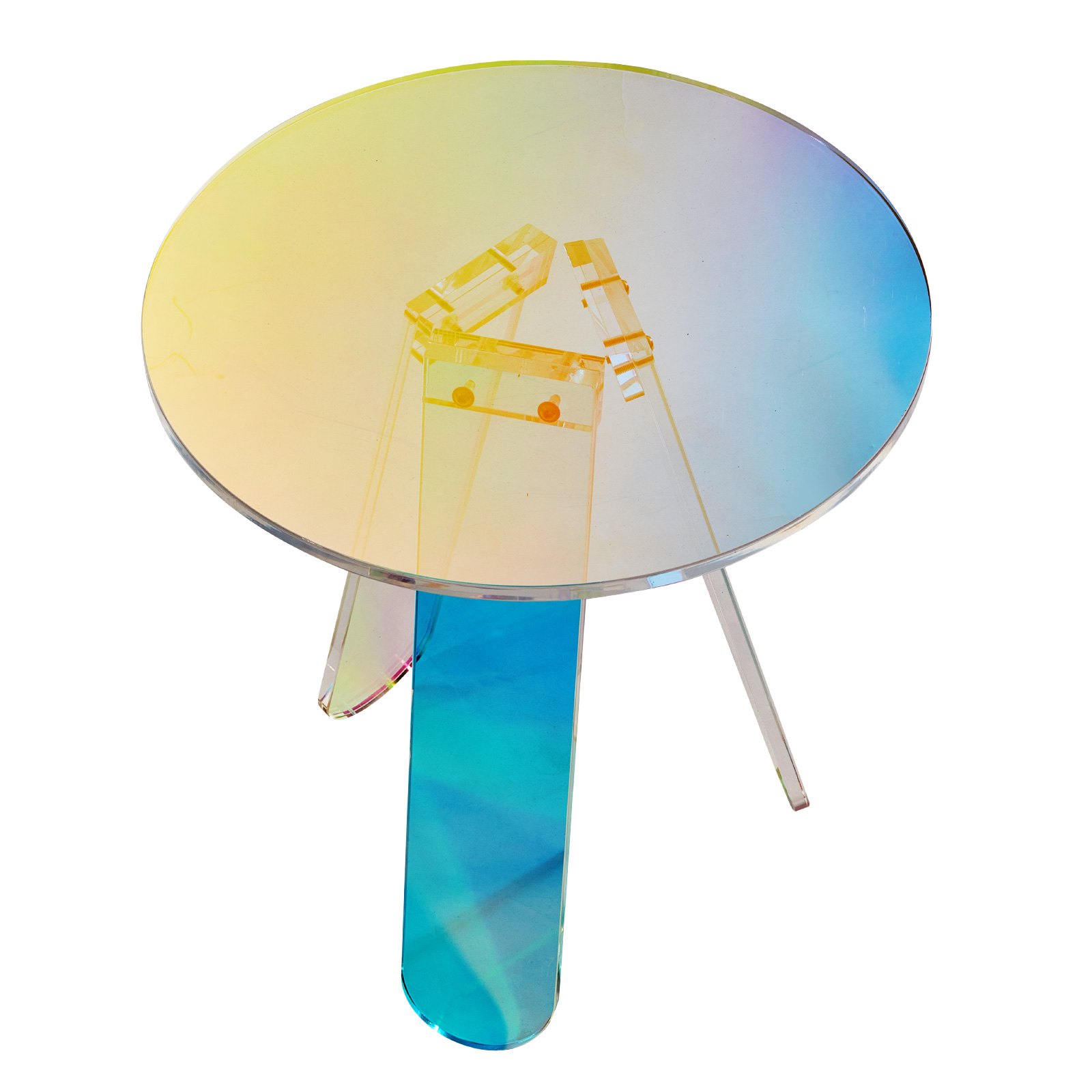 VEVOR Mesa Auxiliar Redonda 450x480 mm Mesa de Centro de Acrílico para Sofá Carga Máxima 10 kg Mesita de Noche Fácil Instalación para Negocios al Alcance Sala de Estar Dormitorio Balcón Iridiscente