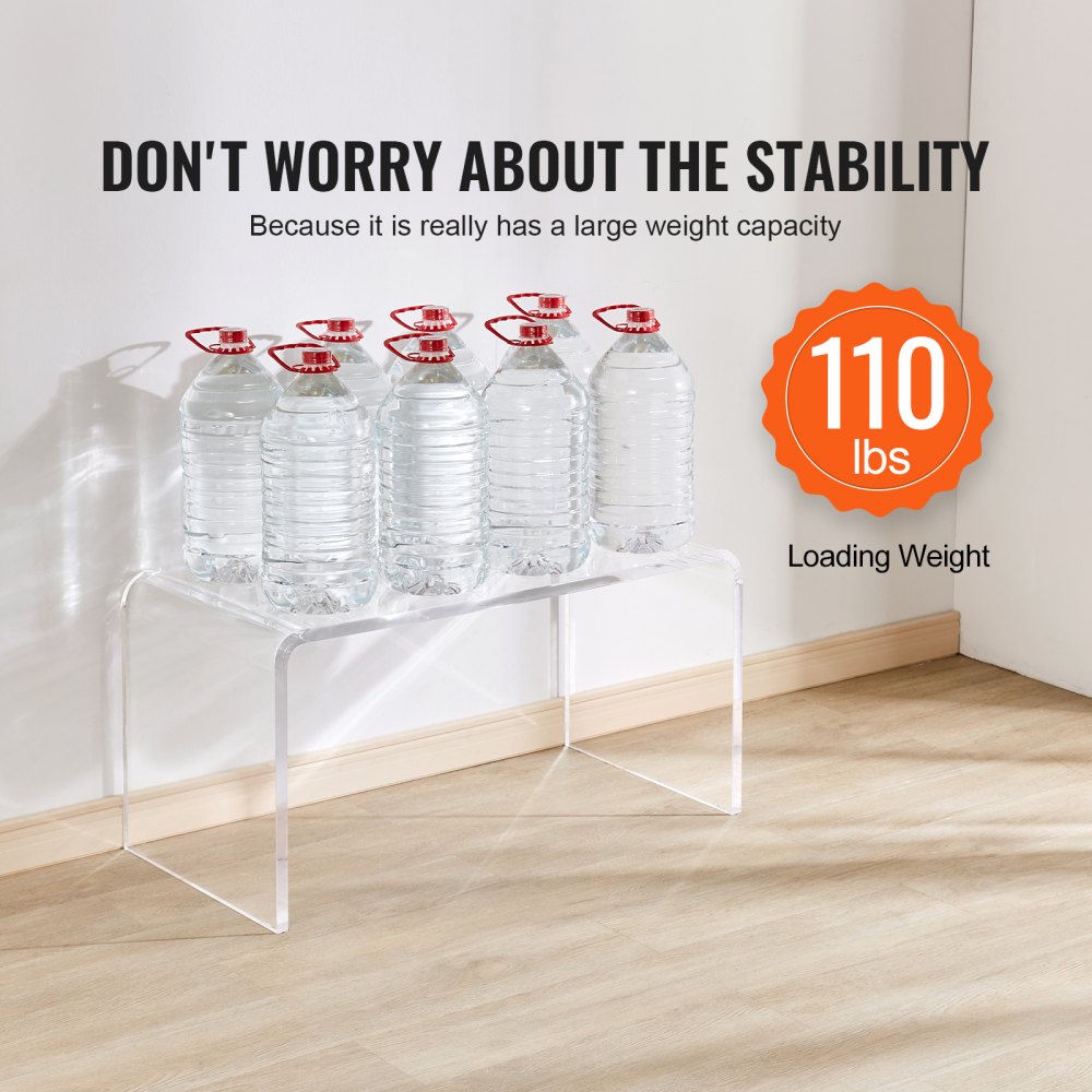 VEVOR Side Table 813 x 401 x 414 mm, U-shaped Acrylic Side Table, Transparent Coffee Table for Drinks, Food, Snacks, Used in Living Room, Bedroom, Study etc.