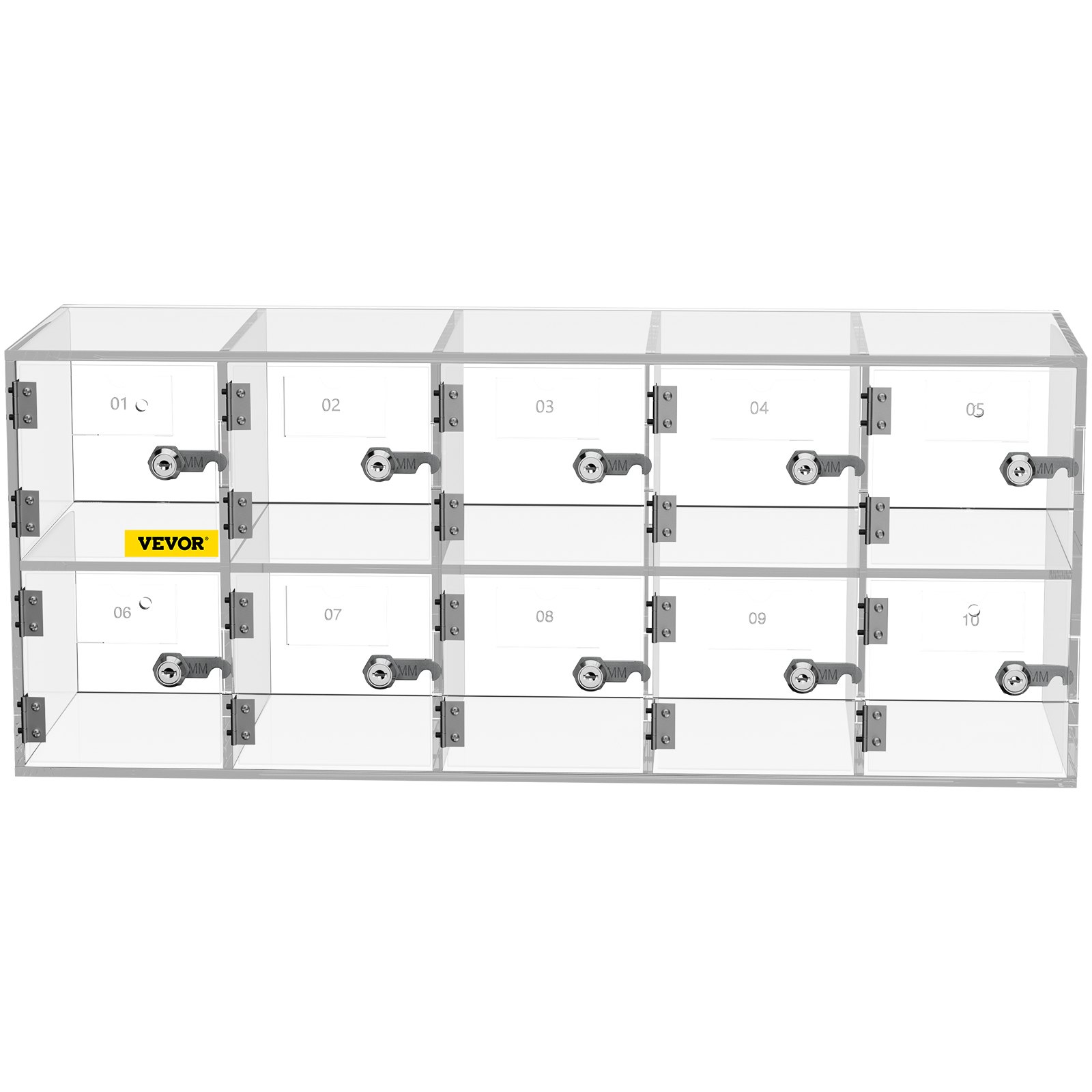 VEVOR Armario de almacenamiento para teléfono móvil cabina telefónica de acrílico con cerradura 10 ranuras 53x18x21,5 cm gabinete de almacenamiento para teléfono con llaves para sala de reunión, aula