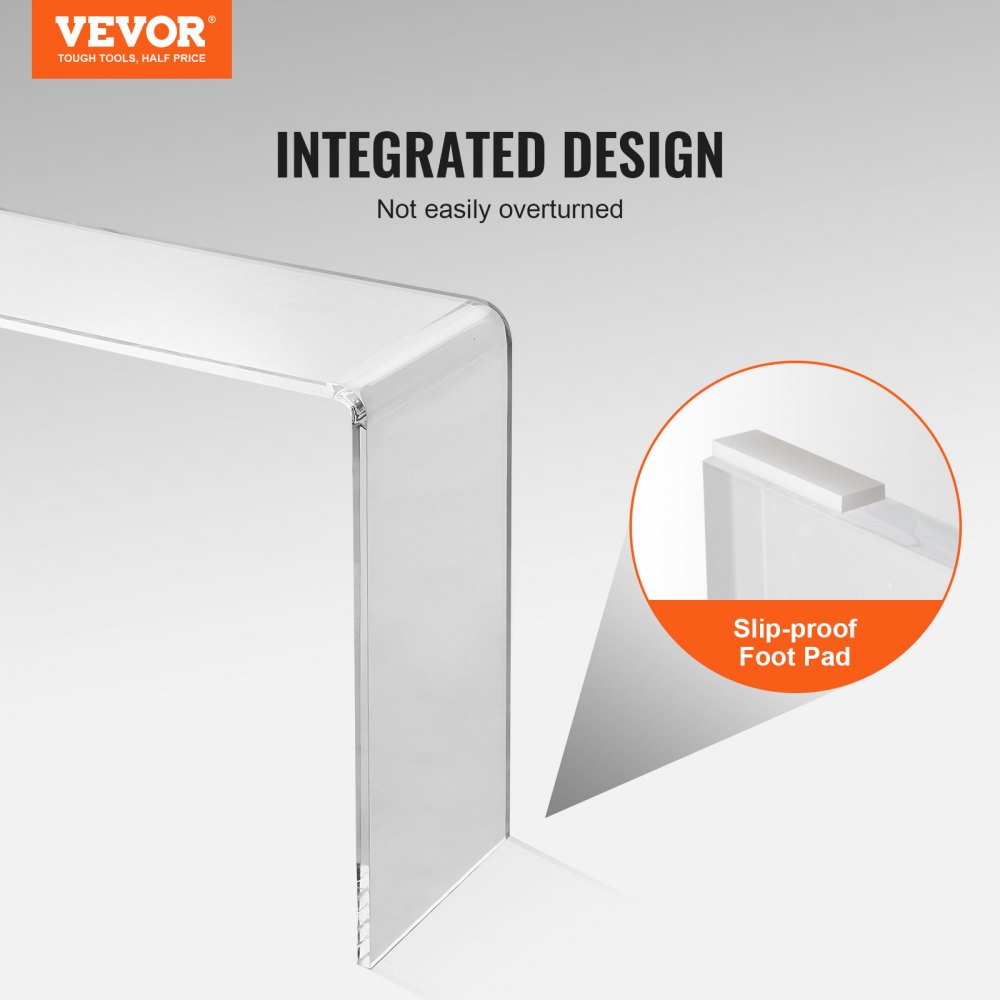 VEVOR Mesa Consola de Acrílico Transparente Mesa Auxiliar 964x381x740mm Mesa de Recibidor Grosor de 20mm Carga Máxima 50kg Almacenamiento en Extremo del Sofá para Salón, Dormitorio, Terraza, Cafetería