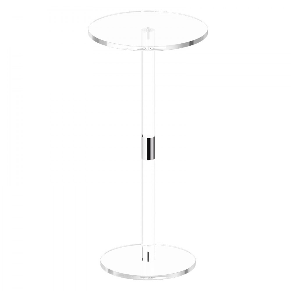 VEVOR Mesa Auxiliar de Acrílico 25,4 x 25,4 x 54 cm, Mesa de Centro Redonda Transparente Carga de 5 kg, Mesita de Noche con Base Reforzada Estable para Tartas, Café, Bebidas, Comida, Aperitivos