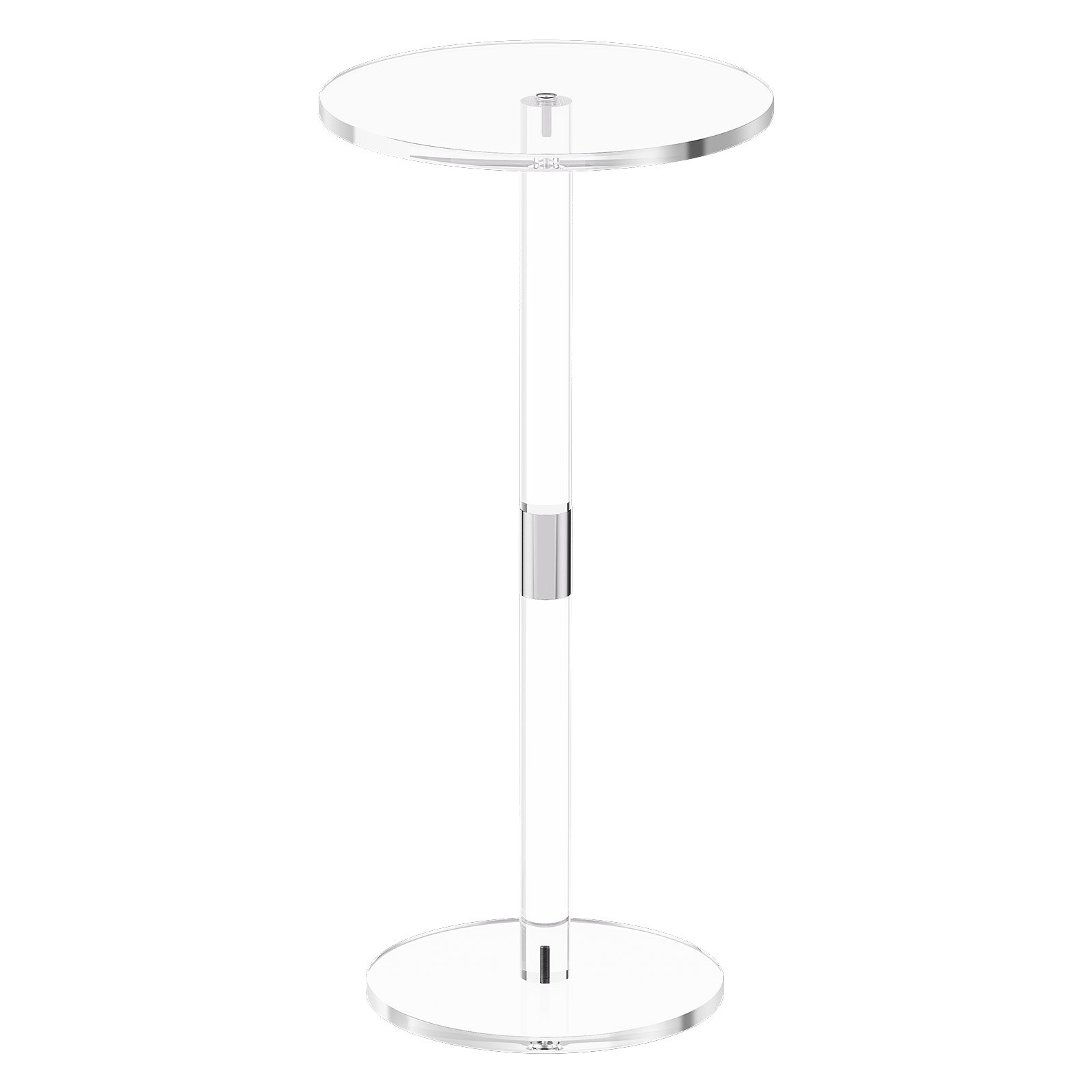 VEVOR Mesa Auxiliar de Acrílico 25,4 x 25,4 x 54 cm, Mesa de Centro Redonda Transparente Carga de 5 kg, Mesita de Noche con Base Reforzada Estable para Tartas, Café, Bebidas, Comida, Aperitivos