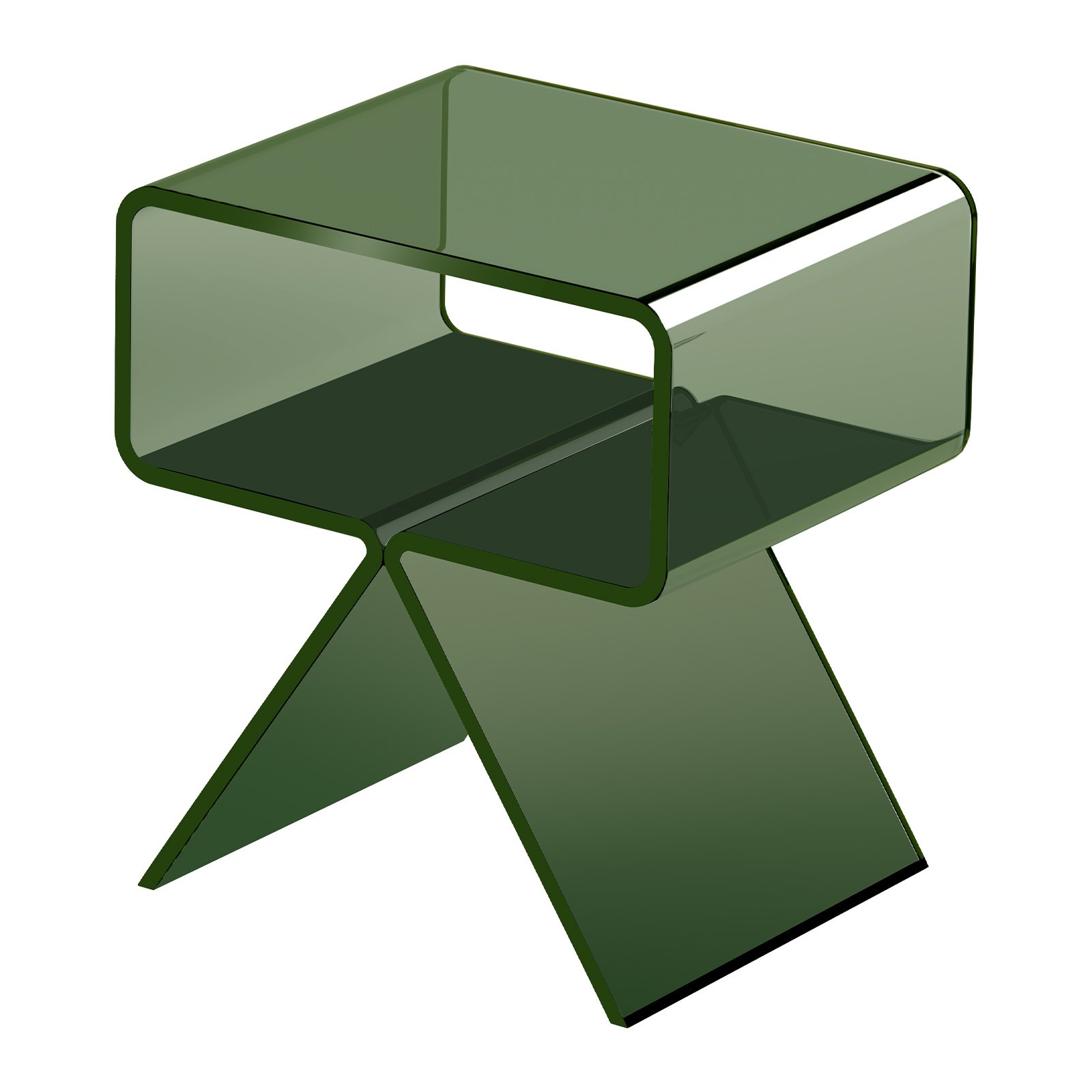 VEVOR Mesa Auxiliar de Acrílico 30 x 39,1 x 43 cm, Mesita de Noche con Estante Carga de 10 kg, Verde Transparente, Mesa de Centro Estable para Sala de Estar, Dormitorio, Salón, Decoración del Hogar
