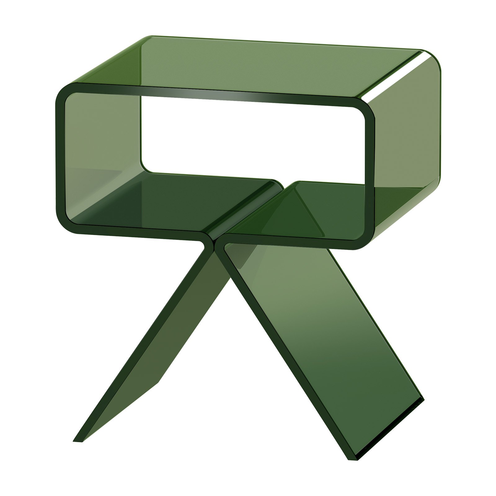 VEVOR Mesa Auxiliar de Acrílico 30 x 39,1 x 43 cm, Mesita de Noche con Estante Carga de 10 kg, Verde Transparente, Mesa de Centro Estable para Sala de Estar, Dormitorio, Salón, Decoración del Hogar
