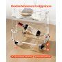 VEVOR Mesa Auxiliar de Acrílico con Ruedas 30,5 x 41,6 x 48 cm, Carro de Acrílico de 2 Niveles Transparente, Mesa de Centro con Estante de Almacenamiento para Salón, Dormitorio, Bar, Oficina