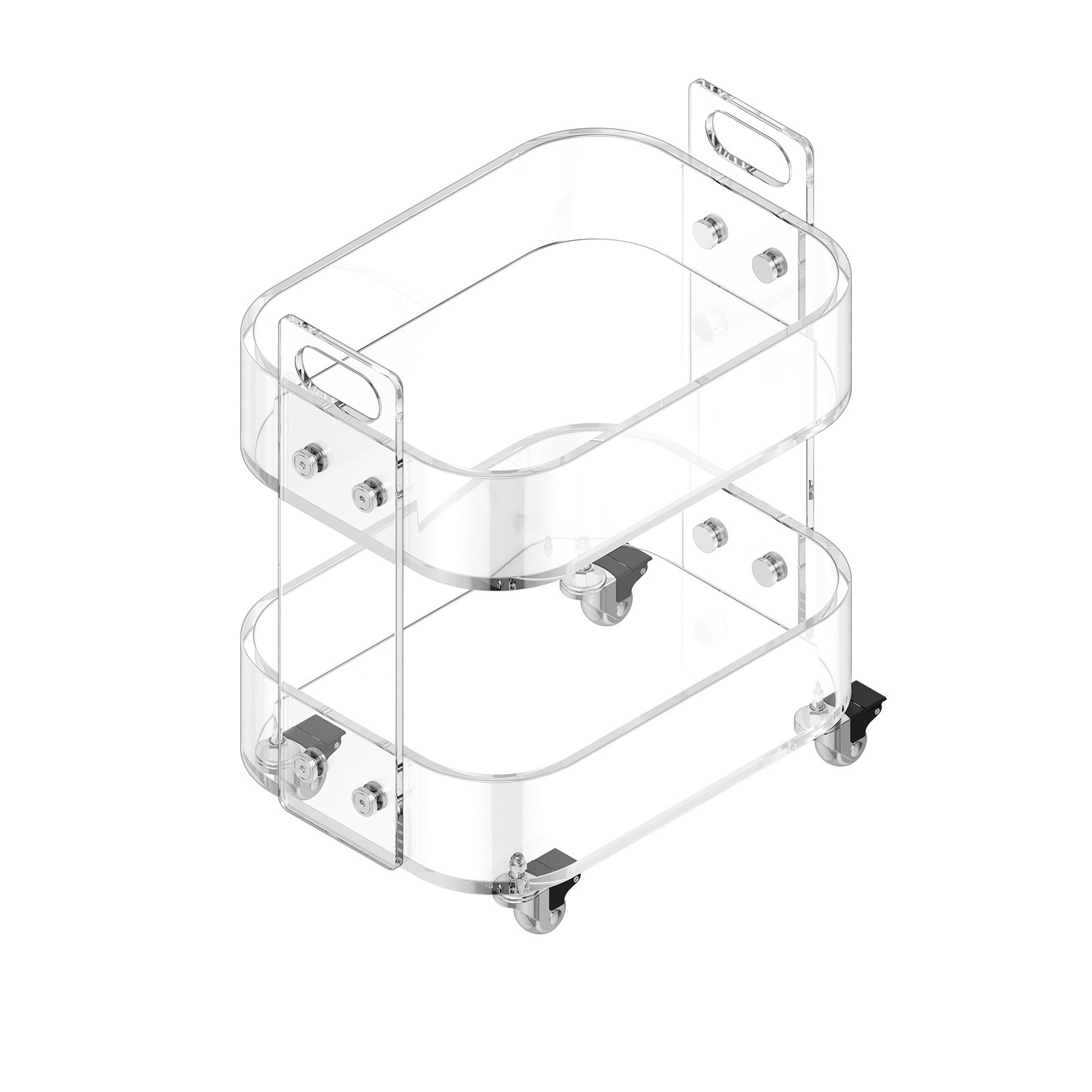 VEVOR Mesa Auxiliar de Acrílico con Ruedas 30,5 x 41,6 x 48 cm, Carro de Acrílico de 2 Niveles Transparente, Mesa de Centro con Estante de Almacenamiento para Salón, Dormitorio, Bar, Oficina