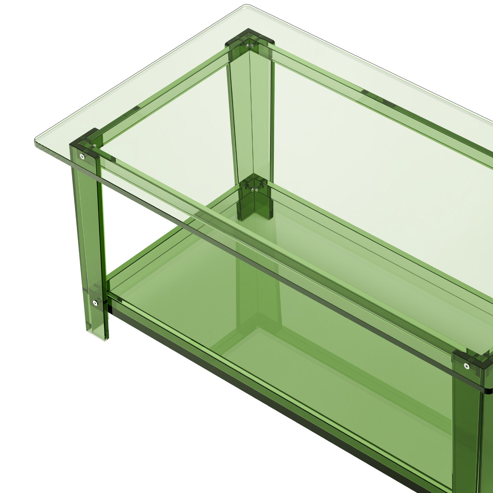 VEVOR Mesa Auxiliar de Acrílico de 2 Niveles con Estante, Mesita de Noche 50 x 80 x 40 cm Rectangular Carga de 50 kg, Verde Transparente, Mesa de Centro Estable para Sala de Estar, Oficina, Salón