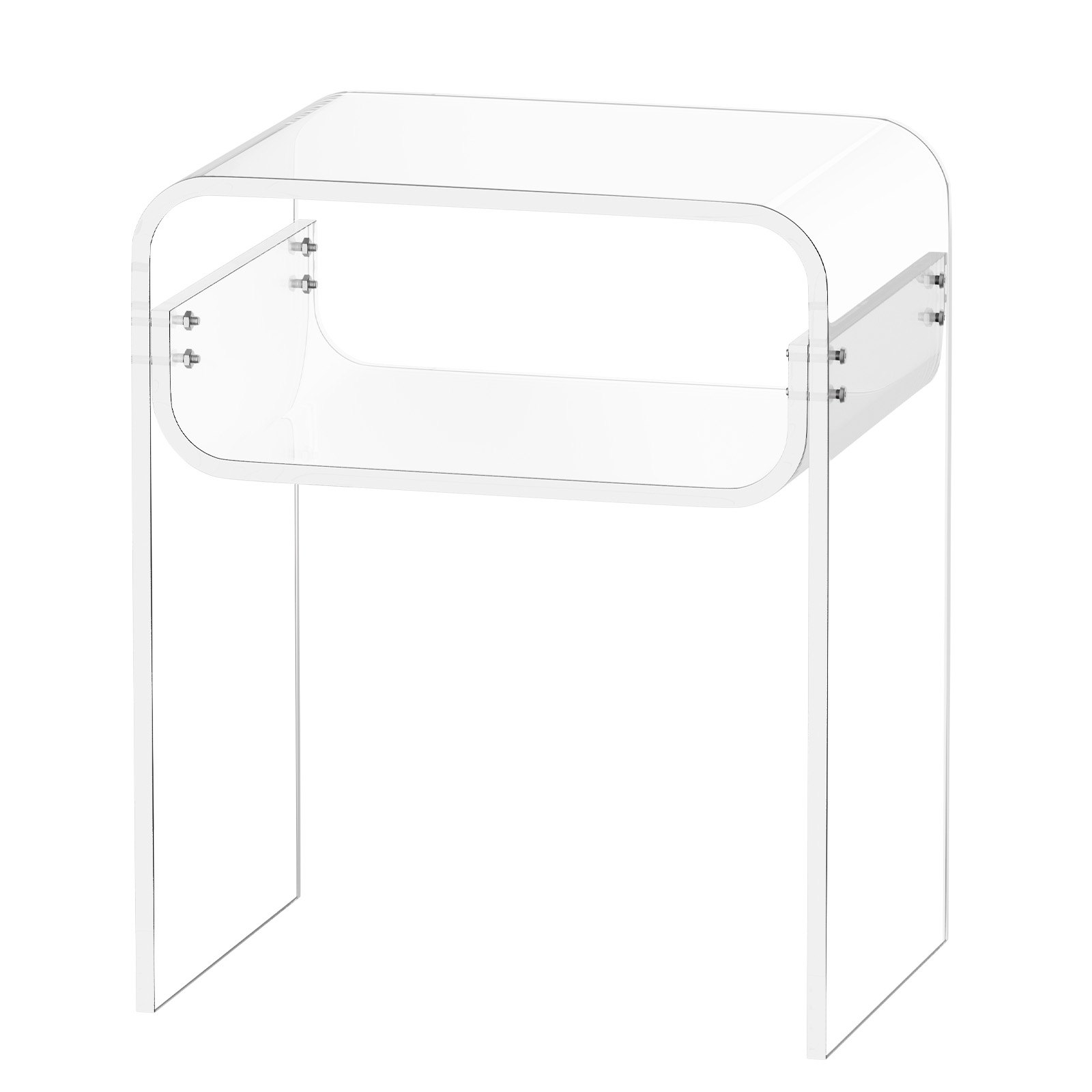 VEVOR Acrylic Side Table, 2 Tiers Clear Bedside Table with Storage Shelf, Modern Rectangle Acrylic End Desk, Transparent Thick Nightstand for Bedroom, Living Room, Study, 30 x 40 x 50 cm (Clear)