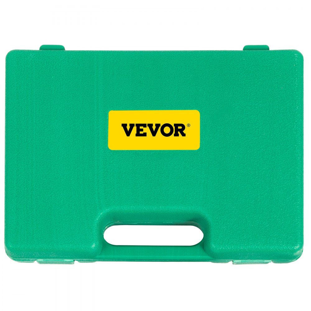 Estuche verde con asa y logotipo VEVOR amarillo para kit de prueba de presión hidráulica VEVOR.