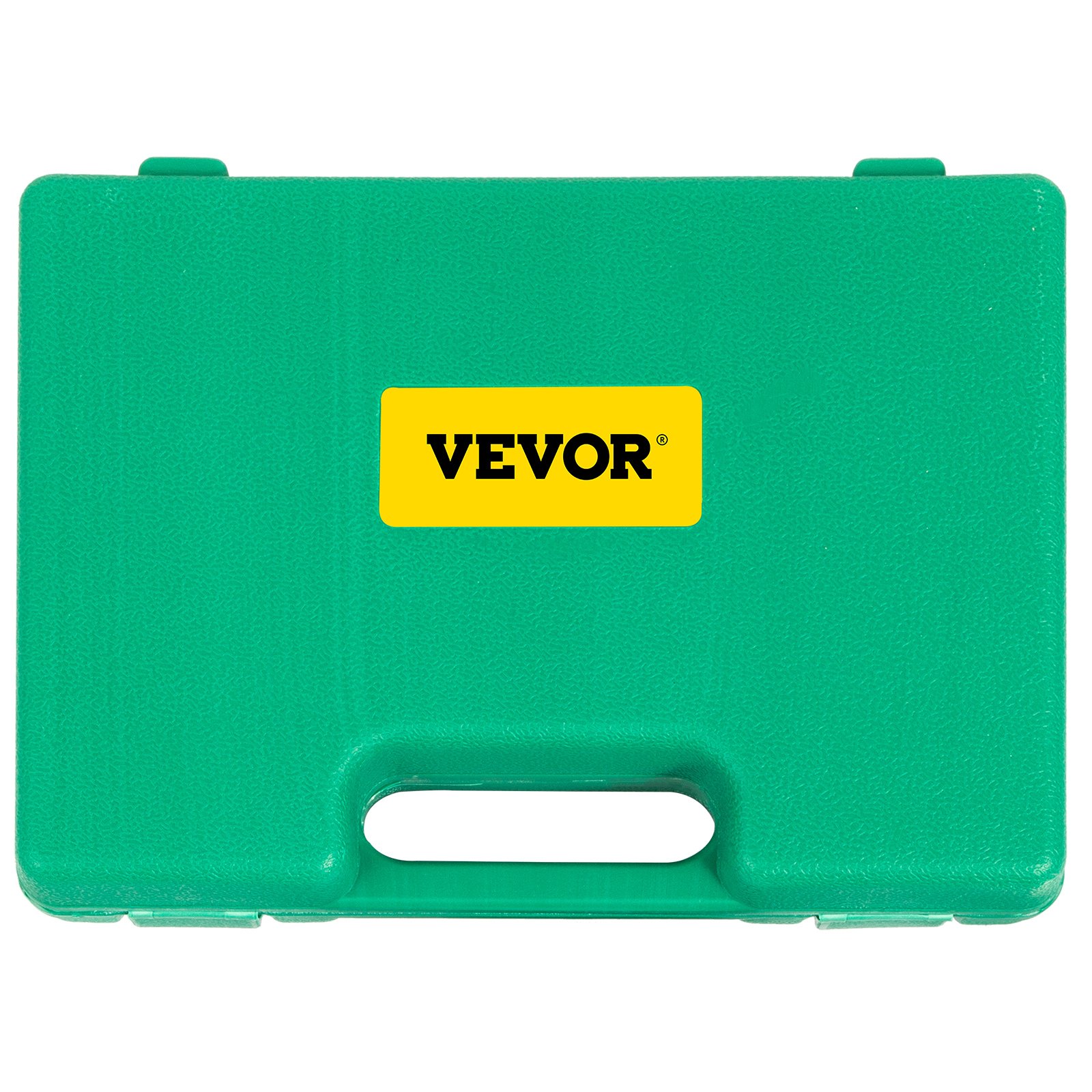 Estuche verde con asa y logotipo VEVOR amarillo para kit de prueba de presión hidráulica VEVOR.