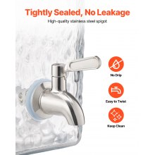 VEVOR Dispensador de Bebidas de 5,5 L para Fiestas, Vidrio, con Soporte de Metal, Grifo de Acero Inoxidable, Dispensadores de Agua, Té Helado, Limonada y Jugo para Fiestas, 370 x 170 x 500 mm