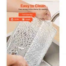 VEVOR Dispensador de Bebidas 10 L para Fiestas de Cristal con Soporte Metálico