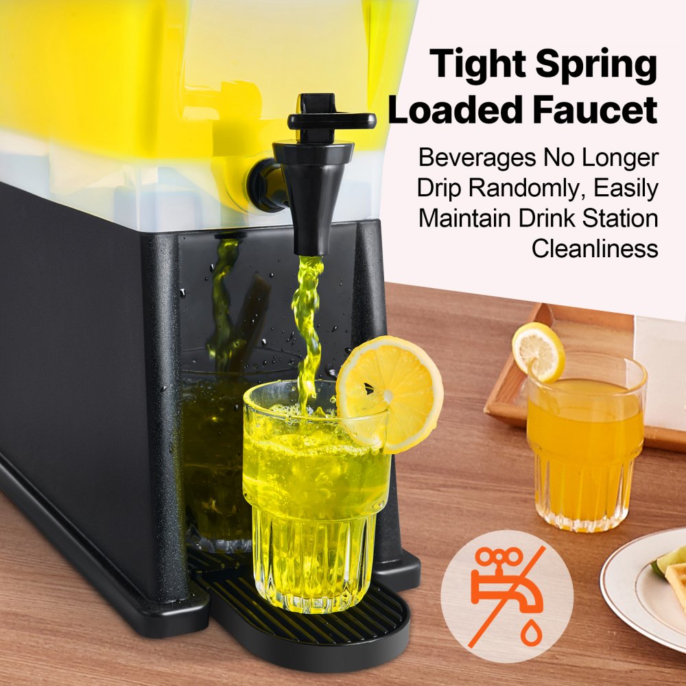 VEVOR Dispensador de Bebidas de 11 Litros para Fiestas, Dispensador de Jugo de Plástico con Tapa de Soporte, Dispensador de Agua de Jugo de Limonada de Té Helado, para Restaurantes, 450 x 204 x 530 mm