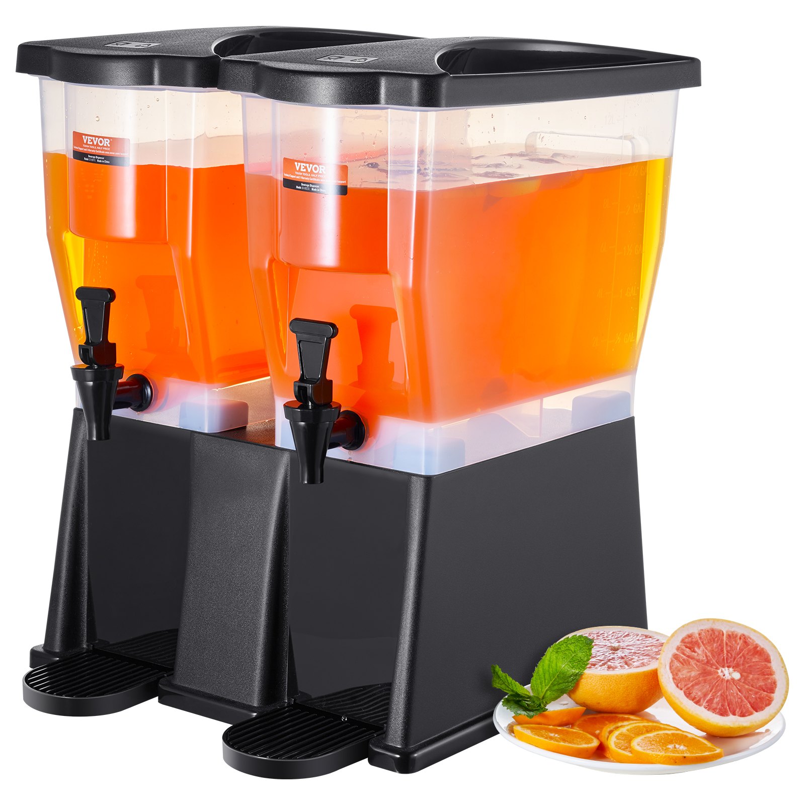 VEVOR Dispensador de Bebidas de 11 Litros para Fiestas, Dispensador de Jugo de Plástico con Tapa de Soporte, Dispensador de Agua de Jugo de Limonada de Té Helado, para Restaurantes, 450 x 415 x 530 mm