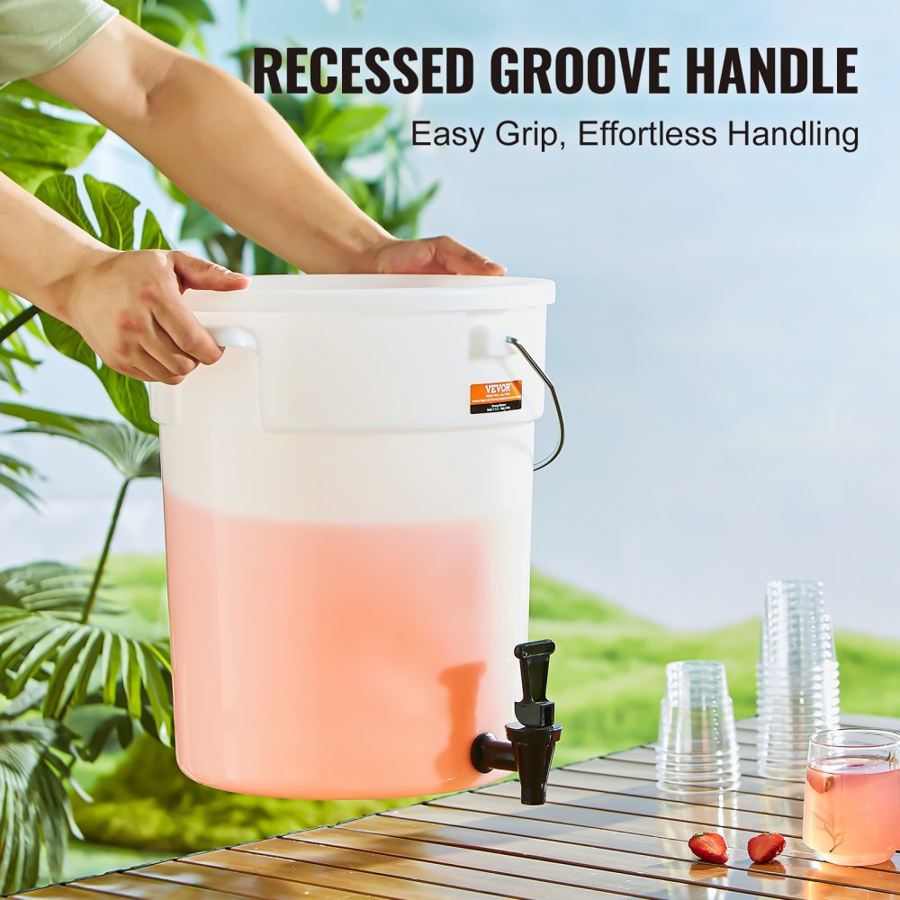 VEVOR Dispensador de Bebidas de 19 Litros para Fiestas, Dispensador de Jugo de Plástico con Espiga y Tapa, Dispensador de Agua de Jugo de Limonada de Té Helado para Restaurantes, Hoteles, 218 x 376 mm
