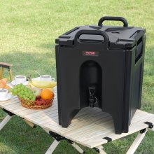 VEVOR Dispensador de Bebidas Aislado Dispensador de Agua Fría y Caliente No Eléctrico 37,6 L Almacenamiento de Alimentos de Acero Inoxidable Contenedor Aislado con Grifo Portátil para Camping Catering