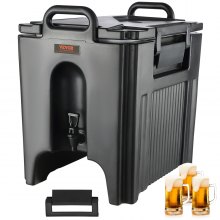 VEVOR Dispensador de Bebidas Aislado Dispensador de Agua Fría y Caliente No Eléctrico 37,6 L Almacenamiento de Alimentos de Acero Inoxidable Contenedor Aislado con Grifo Portátil para Camping Catering