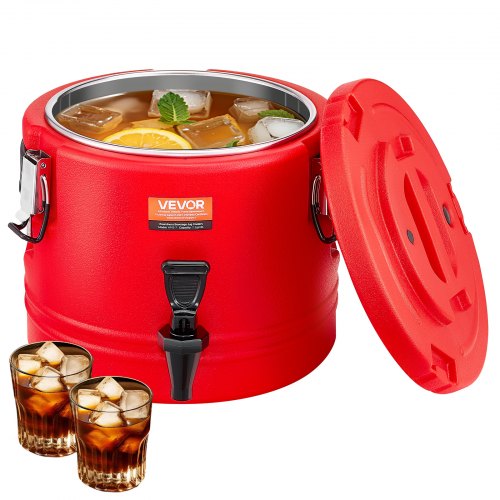 VEVOR Dispensador de Bebidas Térmico de 8 L con Grifo, Jarra Térmica de Acero Inoxidable 304 para Bebidas Frías y Calientes, Ideal para Té, Café, Restaurantes y Exteriores, 295 x 295 x 275 mm
