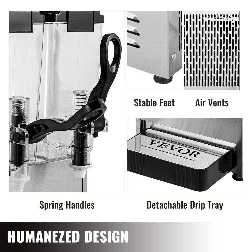 Dispensador De Bebidas Frías Calientes De Zumo 12lx4 Máquina De Granizado