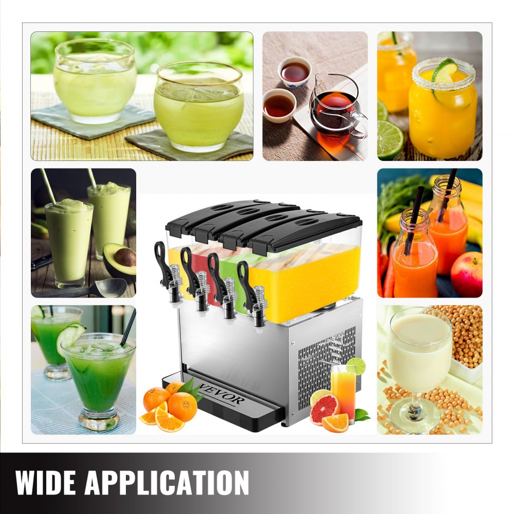 Dispensador De Bebidas Frías Calientes De Zumo 12lx4 Máquina De Granizado