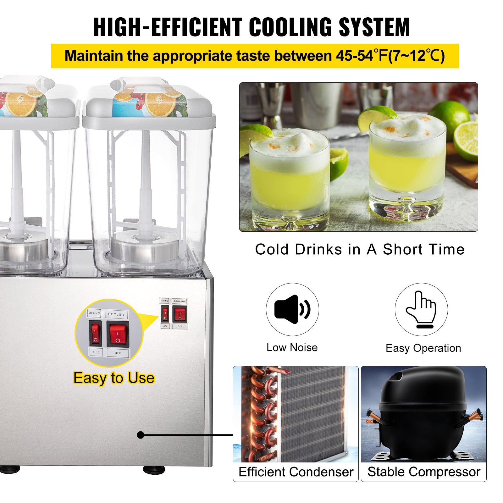 Dispensadores Comercial de Bebidas Fríos, de Acero Inoxidable, 18L x 2 Tanques