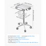 VEVOR Carro Médico Carga 30 kg Carro Auxiliar con 5 Ruedas Altura Ajustable, Organizador Móvil para Laboratorio Hospital Clínica, con 1 Cesta, Tablero de Acero al Carbono, Kit Completo de Instalación